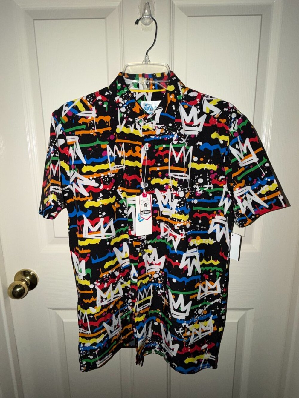 FRESH Prince of Bel Air Button Down Men's Shirt NWT Colorful Graffiti Design SM
